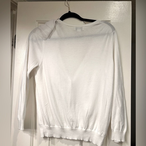 Loft By Ann Taylor 100 % Pima Cotton Cardigan V- Neck Button Down Ruffle Sz M - Picture 6 of 6